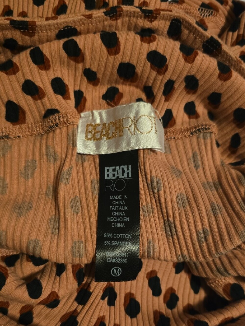 Beach Riot Rust Leopard-Spot Ribbed Shorts - Picture 2 of 5